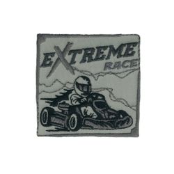 Patch Ecusson Thermocollant Gris Motors Kart Extreme 5 x 5 cm