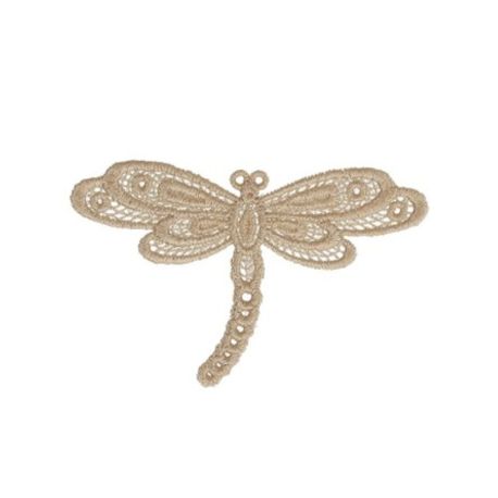 Patch Ecusson Thermocollant Libellule Dentelle Coloris Lin 3,50 x 5,50 cm