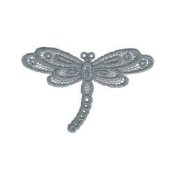 Patch Ecusson Thermocollant Libellule Dentelle Coloris Lin 3,50 x 5,50 cm