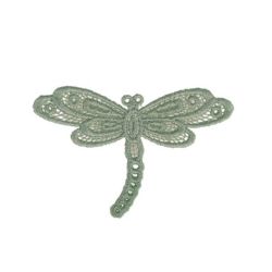 Patch Ecusson Thermocollant Libellule Dentelle Coloris Lin 3,50 x 5,50 cm