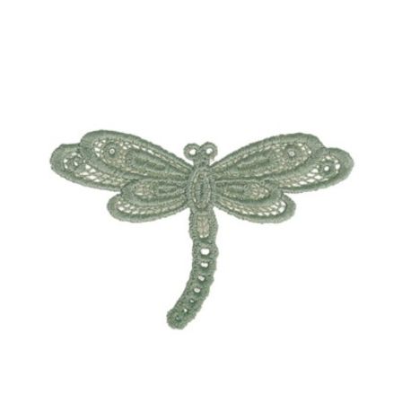 Patch Ecusson Thermocollant Libellule Dentelle Coloris Lin 3,50 x 5,50 cm