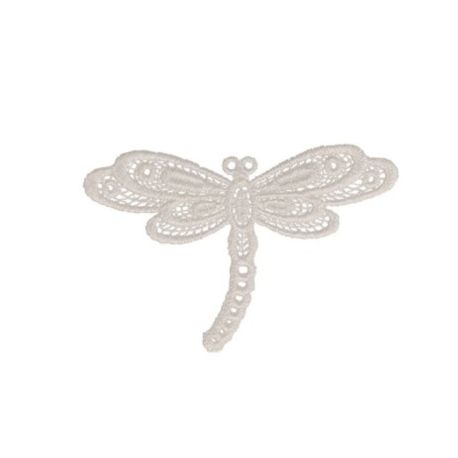 Patch Ecusson Thermocollant Libellule Dentelle Coloris Lin 3,50 x 5,50 cm