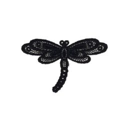 Patch Ecusson Thermocollant Libellule Dentelle Coloris Noir 3,50 x 5,50 cm