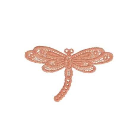 Patch Ecusson Thermocollant Libellule Dentelle Coloris Lin 3,50 x 5,50 cm