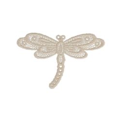Patch Ecusson Thermocollant Libellule Dentelle Coloris Beige 3,50 x 5,50 cm