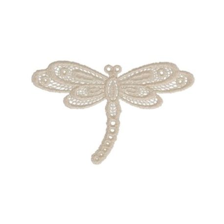 Patch Ecusson Thermocollant Libellule Dentelle Coloris Lin 3,50 x 5,50 cm