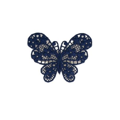 Patch Ecusson Thermocollant Papillon Dentelle Coloris Marine 3,50 x 4,50 cm