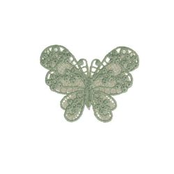 Patch Ecusson Thermocollant Papillon Dentelle Coloris Lin 3,50 x 4,50 cm