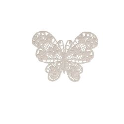 Patch Ecusson Thermocollant Papillon Dentelle Coloris Blanc 3,50 x 4,50 cm