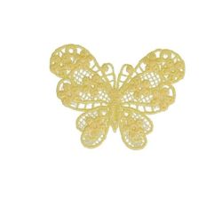 Patch Ecusson Thermocollant Papillon Dentelle Coloris Lin 3,50 x 4,50 cm