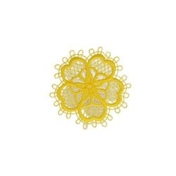 Patch Ecusson Thermocollant Fleur Dentelle Coloris Jaune 3,50 x 3,50 cm