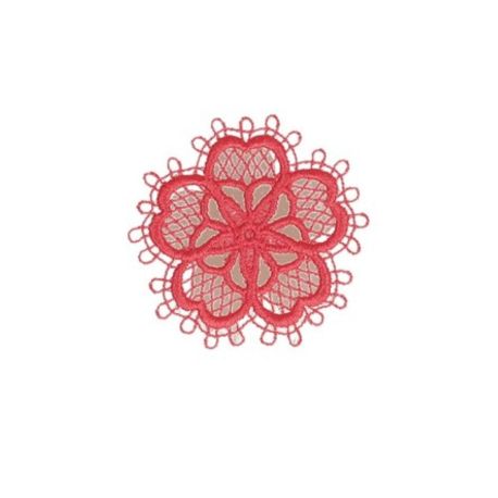 Patch Ecusson Thermocollant Fleur Dentelle Coloris Rose 3,50 x 3,50 cm