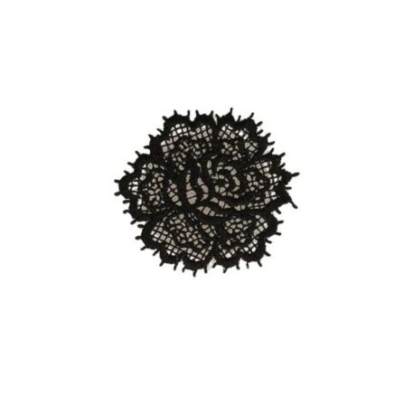 Patch Ecusson Thermocollant Jolie Rose en dentelle Coloris Noir 4 x 4 cm