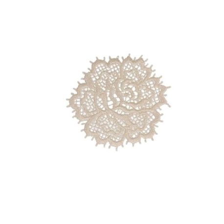 Patch Ecusson Thermocollant Jolie Rose en dentelle Coloris Lin 4 x 4 cm