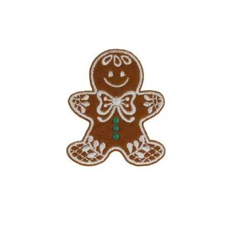 Patch Ecusson Thermocollant Noël Bonhomme pain d'épice 4 x 4,50 cm