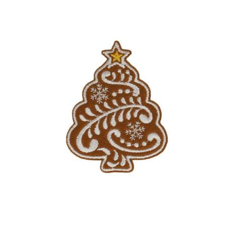 Patch Ecusson Thermocollant Noël Flocon pain d'épice 4 x 4 cm