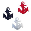 Patch Ecusson Thermocollant Lot de 3 Ancre Marine Bleu blanc rouge 3 x 4 cm