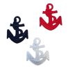 Patch Ecusson Thermocollant Lot de 3 Ancre Marine Bleu blanc rouge 3 x 4 cm