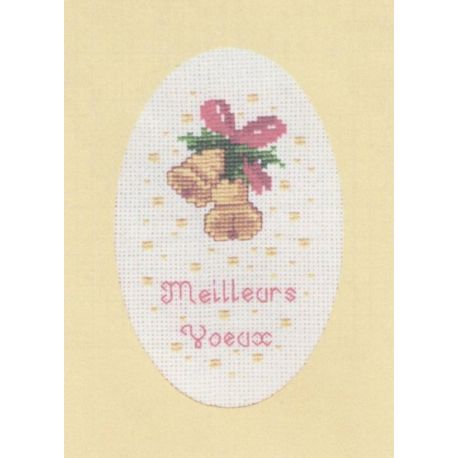 Kit Carte de Voeux Mille et Une Nuits Bonnes Fêtes Coloris Or Doré Point de Croix Comptés