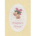 Kit Carte de Voeux Cloches de Noël Coloris Jaune Point de Croix Comptés