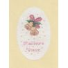 Kit Carte de Voeux Cloches de Noël Coloris Jaune Point de Croix Comptés