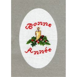 Kit Carte de Voeux Bougie Bonne Année Coloris Argent Point de Croix Comptés