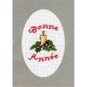 Kit Carte de Voeux Bougie Bonne Année Coloris Argent Point de Croix Comptés