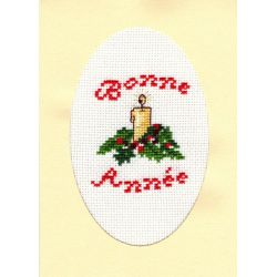 Kit Carte de Voeux Bougie Bonne Année Coloris Jaune Point de Croix Comptés
