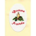 Kit Carte de Voeux Bougie Bonne Année Coloris Jaune Point de Croix Comptés