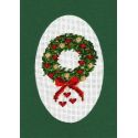 Kit Carte de Voeux Couronne de Noël Coloris Vert Point de Croix Comptés