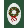 Kit Carte de Voeux Couronne de Noël Coloris Vert Point de Croix Comptés
