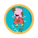 Patch Ecusson Thermocollant Peppa Pig dans la boue 6,50 x 6,50 cm