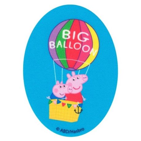 Patch Ecusson Thermocollant Peppa Pig et sa montgolfière 8 x 11 cm