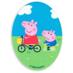 Patch Ecusson Thermocollant Peppa Pig fait du vélo 8 x 11 cm