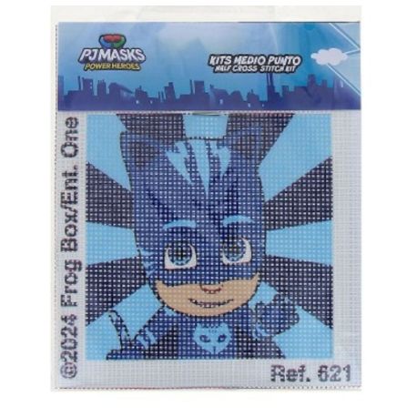 Kit Canevas complet Pyjamasques Bleu Yoyo 12 x 12 cm Enfant