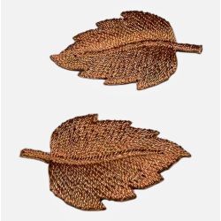 Patch Ecusson Thermocollant 2 x Petite Feuille Plume Coloris Bleu Marine 2 x 3 cm