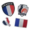 Patch Ecusson Thermocollant Lot de 4 - Drapeau et Blason français bleu blanc rouge tricolore