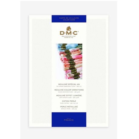 DMC - Carte de Nuances de Fil à Broder en Coton Mouliné & Perlé Carte de Couleurs avec échantillons de Fils