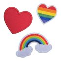Lot de 3 - Patch Ecusson Thermocollant Coeur et Arc en ciel