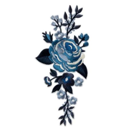 Patch Ecusson Thermocollant 2 x Petite Feuille Plume Coloris Bleu Marine 2 x 3 cm