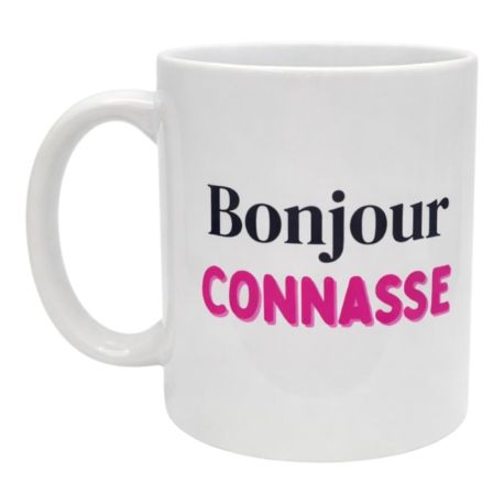 Mug Bonjour Connasse Rose idée Cadeau Anniversaire Humour Copine Assumée