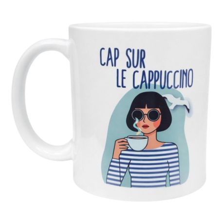 Mug Cap sur le Cappuccino design tendance Cadeau Esprit marin et pause café
