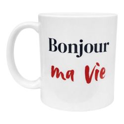 Mug Bonjour Ma Vie Coeur Romantique Cadeau message positif Amoureux