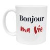 Mug Bonjour Ma Vie Coeur Romantique Cadeau message positif Amoureux