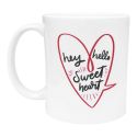 Mug Hey Hello Sweat Heart Coeur Romantique Cadeau St Valentin couple Amoureux