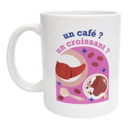 Mug café et croissant Tasse fun esprit petit-déjeuner français pour amateurs de café brunch et pauses gourmandes