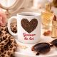 Mug Cœur léopard “Grrr de toi” Tasse fun et sauvage cadeau original et mignon pour amoureux pause café pleine de caractère