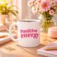 Mug Positive Energy rose Idée cadeau girly motivante copine amies collègues femmes qui aiment les vibes positives