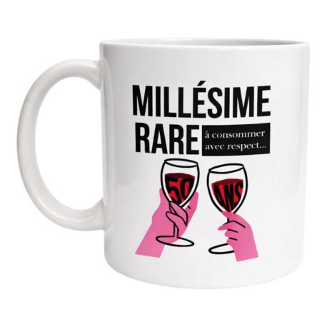 Mug 50 ans, millésime rar Tasse humour cadeau original Apéro anniversaire,cadeau papa maman ou ami