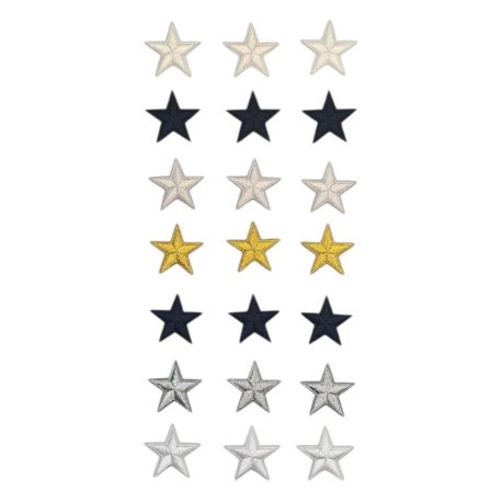 Lot de 21 écussons étoiles multicolores 3 x 3 cm Patchs thermocollants ou à coudre (3 par couleur)